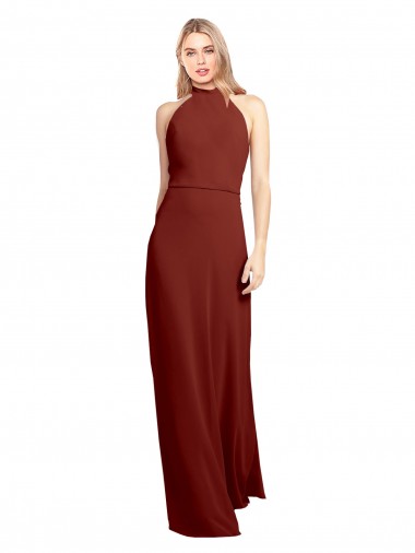 Sleeveless Halter Neck Open Back Soft Chiffon A-Line Prom Dress / Bridesmaid Dress Brighton