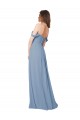 Sleeveless Dusty Blue Sweetheart Low Back Chiffon A-Line Wedding Party Dress Brighton