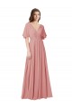 Flutter Sleeves V-Neck V-Back Soft Chiffon A-Line Bridesmaid Dress Brighton