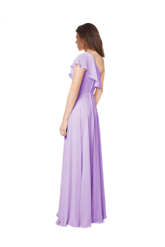 Sleeveless Lilac One Shoulder Soft Chiffon A-Line Bridesmaid Dress Brighton