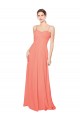 Sleeveless Coral Spaghetti Straps Open Back Soft Chiffon A-Line Bridesmaid Dress Brighton