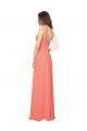 Sleeveless Coral Spaghetti Straps Open Back Soft Chiffon A-Line Bridesmaid Dress Brighton