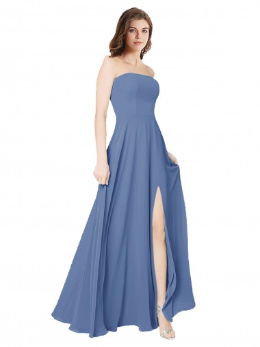 Sleeveless Strapless Open Back Soft Chiffon A-Line Formal Dress / Bridesmaid Dress Brighton