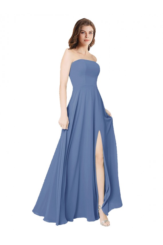 Sleeveless Strapless Open Back Soft Chiffon A-Line Formal Dress / Bridesmaid Dress Brighton