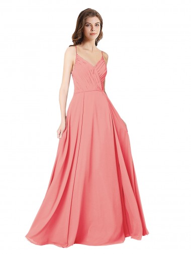 Sleeveless V-Neck Criss Cross Open Back Soft Chiffon A-Line Bridesmaid Dress Brighton