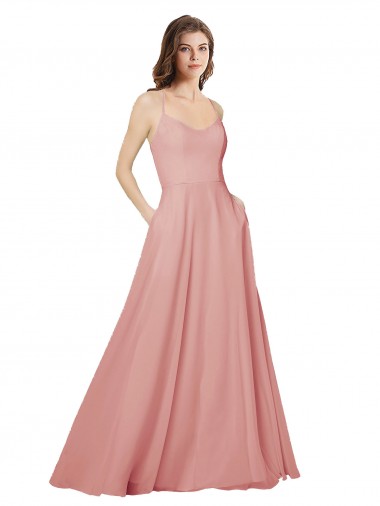 Sleeveless Strapless Criss Cross Open Back Soft Chiffon A-Line Bridesmaid Dress Brighton