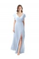Flutter Sleeves V-Neck Open Back Soft Chiffon A-Line Bridesmaid Dress / Formal Dress Brighton