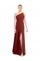 Sleeveless Burgundy One Shoulder Soft Chiffon A-Line Formal Dress / Bridesmaid Dress Brighton