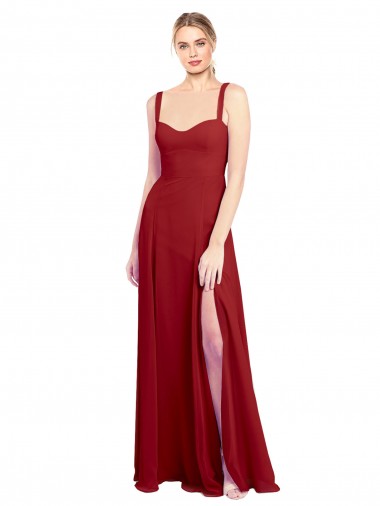 Sleeveless Red Sweetheart Soft Chiffon A-Line Bridesmaid Dress Brighton