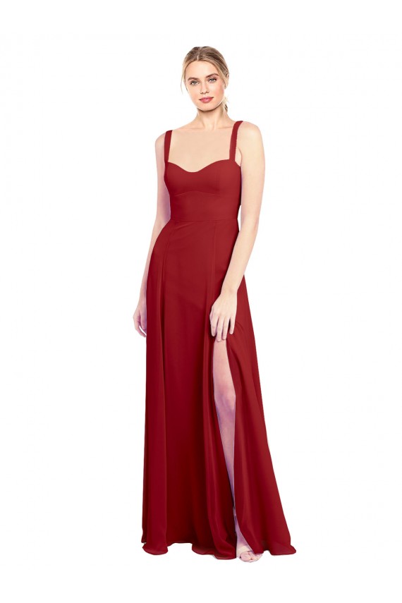 Sleeveless Red Sweetheart Soft Chiffon A-Line Bridesmaid Dress Brighton
