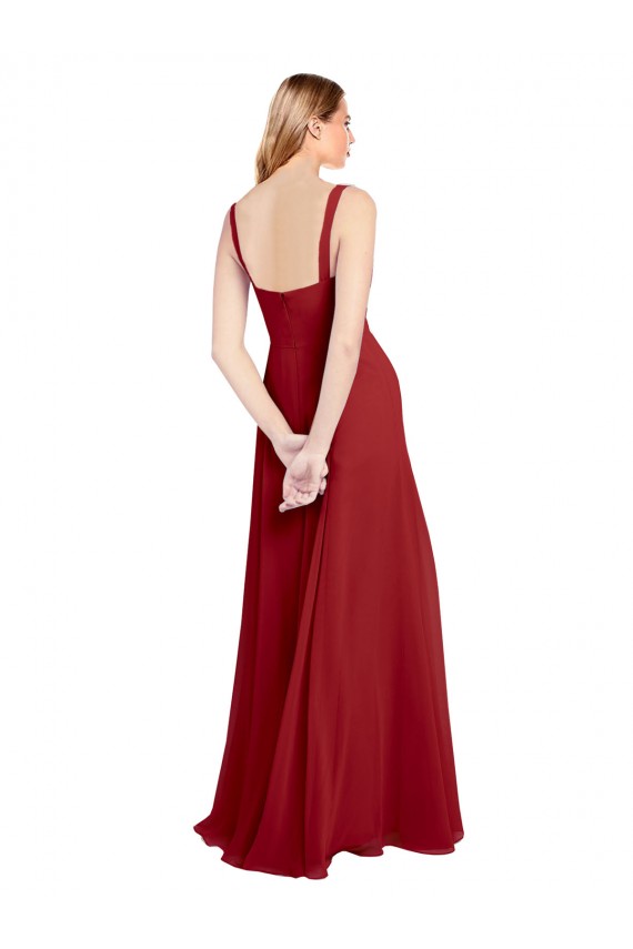 Sleeveless Red Sweetheart Soft Chiffon A-Line Bridesmaid Dress Brighton