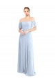 Flutter Sleeves Off the Shoulder V-Back Soft Chiffon A-Line Formal Dress / Bridesmaid Dress Brighton