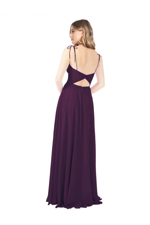 Sleeveless Spaghetti Straps Keyhole Back Soft Chiffon A-Line Bridesmaid Dress Brighton