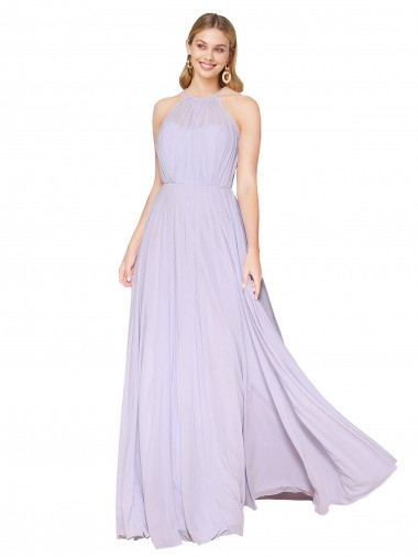 Sleeveless Halter Neck Soft Chiffon A-Line Formal Evening Gown / Prom Dress / Bridesmaid Dress Brighton