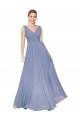 Sleeveless Dusty Blue V-Neck V-Back Soft Chiffon A-Line Formal Evening Gown / Prom Dress / Bridesmaid Dress Brighton