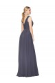 Sleeveless Dusty Blue V-Neck V-Back Soft Chiffon A-Line Formal Evening Gown / Prom Dress / Bridesmaid Dress Brighton