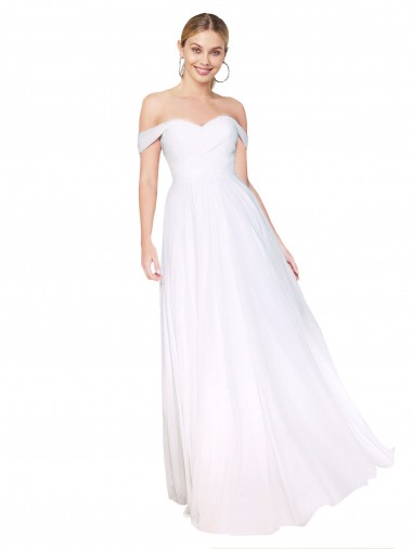 Sleeveless Off the Shoulder Soft Chiffon A-Line Formal Evening Gown / Prom Dress / Bridesmaid Dress Brighton