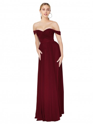 Sleeveless Off the Shoulder Soft Chiffon Mermaid Formal Dress / Bridesmaid Dress Brighton