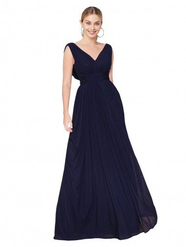 Sleeveless V-Neck Soft Chiffon A-Line Formal Evening Gown / Prom Dress / Bridesmaid Dress Brighton