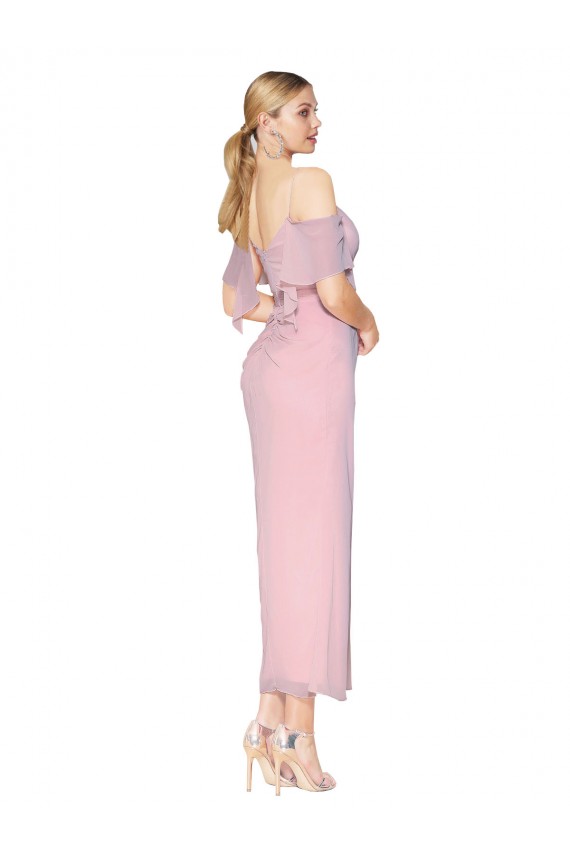 Cold Shoulder Off the Shoulder Soft Chiffon Mermaid Formal Evening Gown / Prom Dress / Bridesmaid Dress Brighton