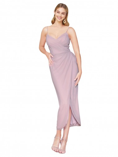 Sleeveless Spaghetti Straps V-Back Soft Chiffon Mermaid High Low Evening Gown / Prom Dress / Bridesmaid Dress Brighton