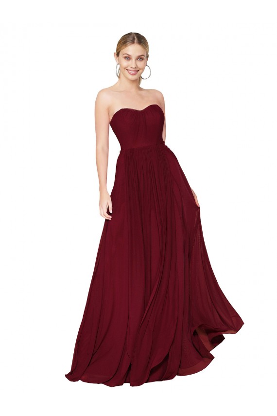 Sleeveless Burgundy Sweetheart Soft Chiffon A-Line Formal Evening Gown / Prom Dress / Bridesmaid Dress Brighton
