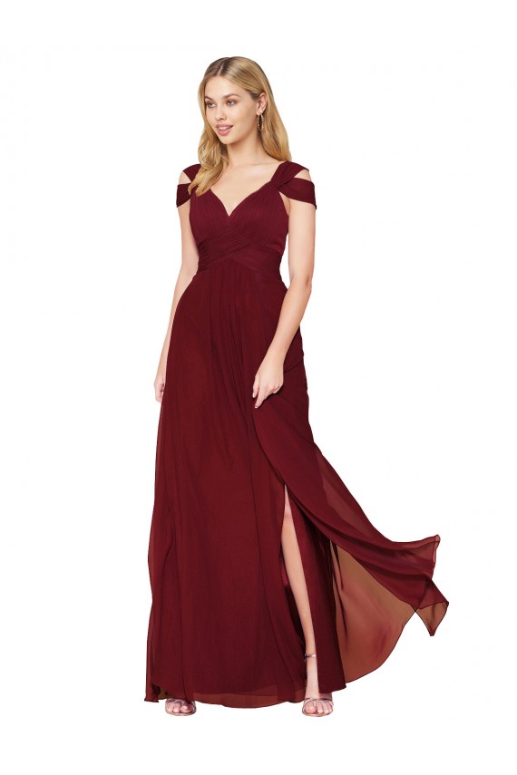 Sleeveless Burgundy Sweetheart Soft Chiffon A-Line Prom Dresses Brighton