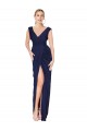 Sleeveless Dark Navy V-Neck V-Back Soft Chiffon Mermaid Formal Evening Gown / Prom Dress / Bridesmaid Dress Brighton