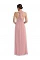 Sleeveless Dusty Pink Halter Neck Soft Chiffon A-Line Semi Formal Evening Dress / Bridesmaid Dress Brighton