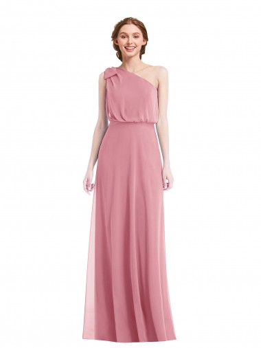Sleeveless Skin Pink One Shoulder Soft Chiffon A-Line Semi Formal Evening Dress / Bridesmaid Dress Brighton