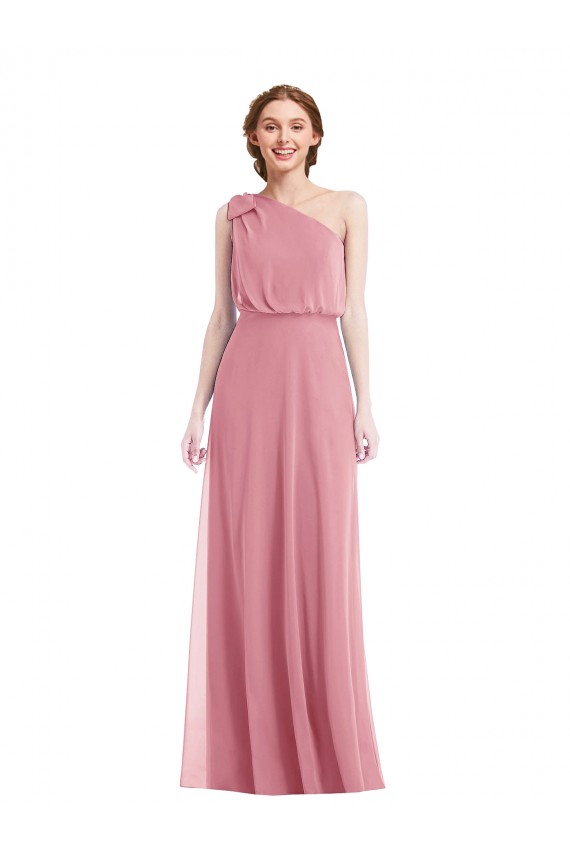 Sleeveless Skin Pink One Shoulder Soft Chiffon A-Line Semi Formal Evening Dress / Bridesmaid Dress Brighton