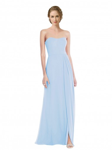 Sleeveless Light Sky Blue Sweetheart Soft Chiffon A-Line Evening Dresses Brighton