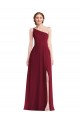 Sleeveless Burgundy One Shoulder Soft Chiffon A-Line Semi Formal Evening Dress / Bridesmaid Dress Brighton