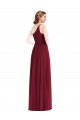 Sleeveless Burgundy One Shoulder Soft Chiffon A-Line Semi Formal Evening Dress / Bridesmaid Dress Brighton