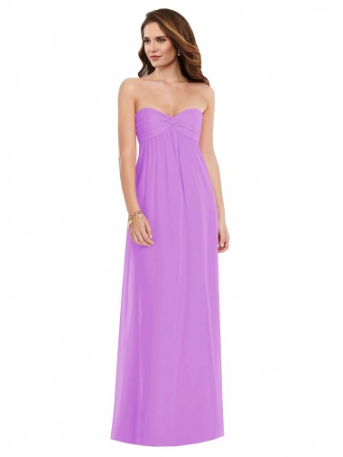 Sleeveless Violet Sweetheart Low Back Soft Chiffon A-Line Semi Formal Evening Dress / Bridesmaid Dress Brighton