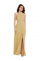 Sleeveless Halter Neck Criss Cross Open Back Soft Chiffon A-Line Semi Formal Evening Dress / Bridesmaid Dress Brighton