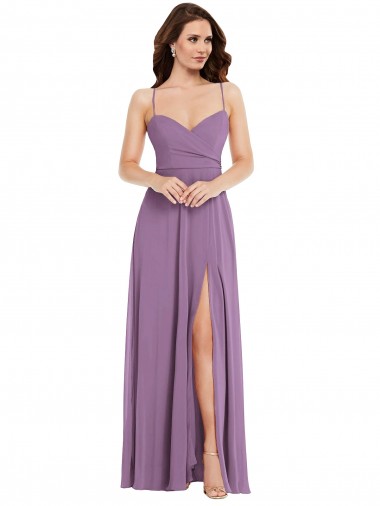 Sleeveless Spaghetti Straps Low Back Soft Chiffon A-Line Bridesmaid Dress / Formal Dress Brighton