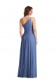 Sleeveless Windsor Blue One Shoulder Soft Chiffon A-Line Formal Evening Gown / Bridesmaid Dress Brighton