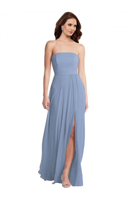 Sleeveless Strapless Soft Chiffon A-Line Semi Formal Evening Dress / Bridesmaid Dress Brighton