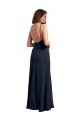 Sleeveless Dark Navy Spaghetti Straps Open Back Soft Chiffon A-Line Evening Dress / Bridesmaid Dress Brighton