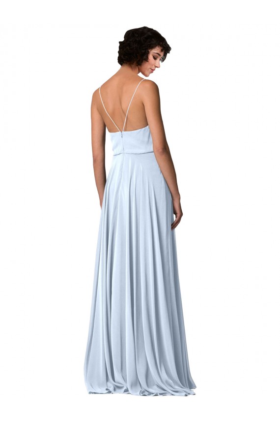 Sleeveless Light Sky Blue Spaghetti Straps Low Back Soft Chiffon A-Line Formal Dress / Bridesmaid Dress Brighton