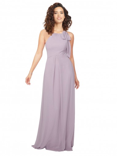 Sleeveless Pink Glow Halter Neck Keyhole Back Chiffon A-Line Bridesmaid Dress / Evening Dress Brighton
