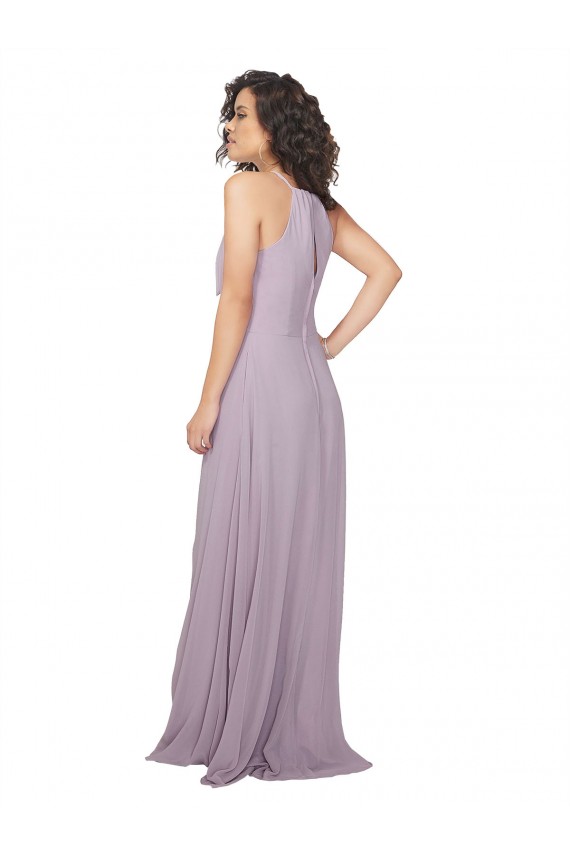 Sleeveless Pink Glow Halter Neck Keyhole Back Chiffon A-Line Bridesmaid Dress / Evening Dress Brighton