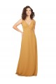 Sleeveless Saffron V-Neck Keyhole Back Soft Chiffon A-Line Bridesmaid Dress Brighton