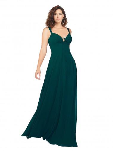 Sleeveless Hunter V-Neck Low Back Soft Chiffon A-Line Bridesmaid Dress Brighton