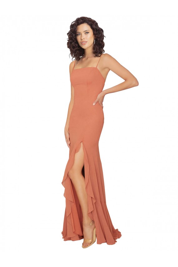 Sleeveless Square Neck V-Back Soft Chiffon A-Line Bridesmaid Dress Brighton