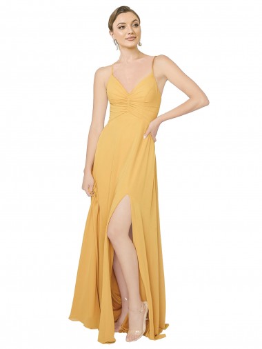 Sleeveless V-Neck Open Back Chiffon A-Line Bridesmaid Dress / Evening Dress Brighton