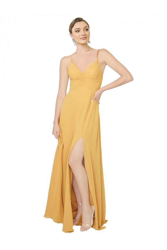 Sleeveless V-Neck Open Back Chiffon A-Line Bridesmaid Dress / Evening Dress Brighton