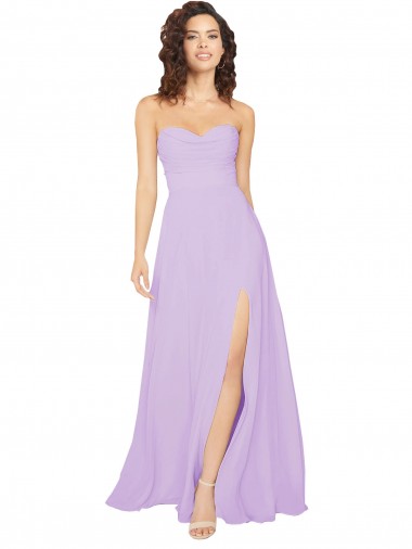 Sleeveless Lilac Sweetheart Low Back Chiffon A-Line Bridesmaid Dress / Evening Dress Brighton