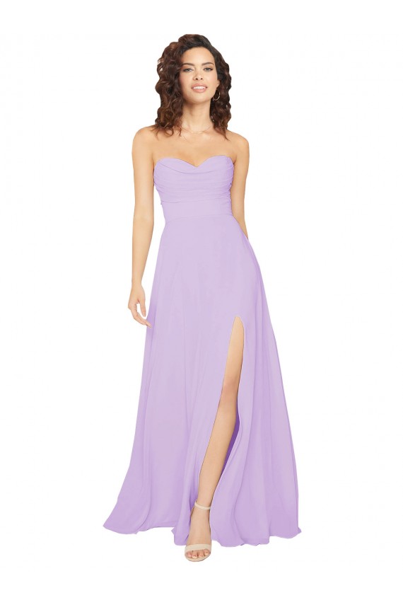 Sleeveless Lilac Sweetheart Low Back Chiffon A-Line Bridesmaid Dress / Evening Dress Brighton